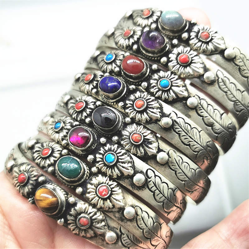 Ethnic Fashion Com - BB-398 Nepal Vintage Open Cuff Bangle