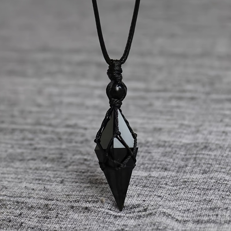 Ethnic Wear Men'S Fashion - Black Obsidian Arrowhead Crystal Pendant Necklace