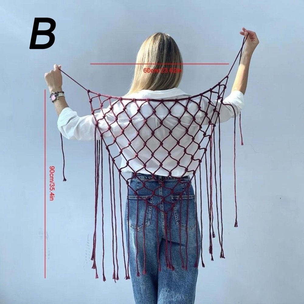 Ethnic Fashion Designer - Bohemian Netted Fringe Scarf Shawl Decorative