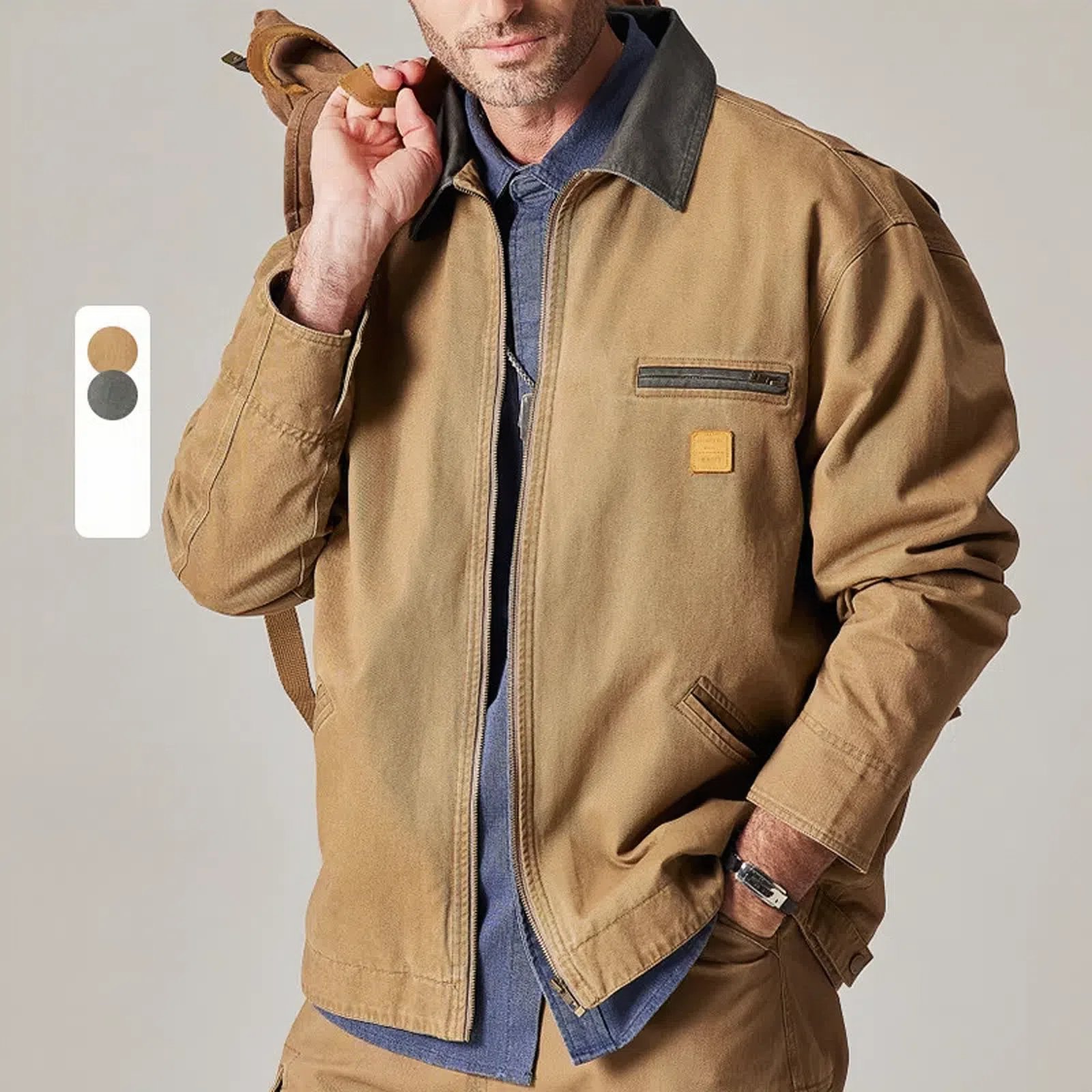 Haori Japanese Jacket - 2024 Autumn/winter new Japanese cargo all-match