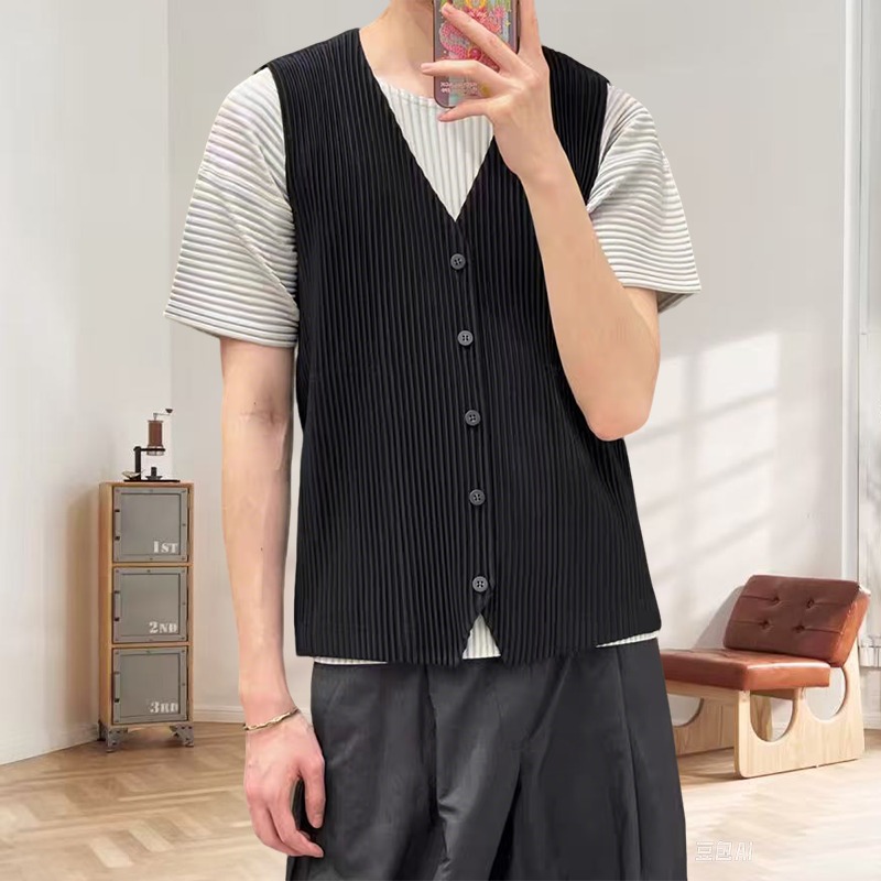 Haori Japanese Jacket - Miyake Pleated Original Undershirt Undershirt Men's