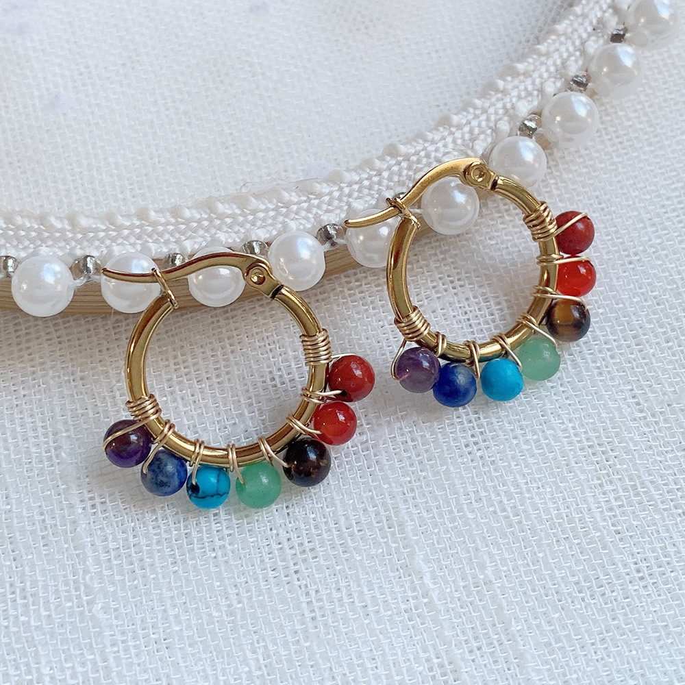 Aura Ethnic Fashion - 7 Chakras Natural Stone Earring for
