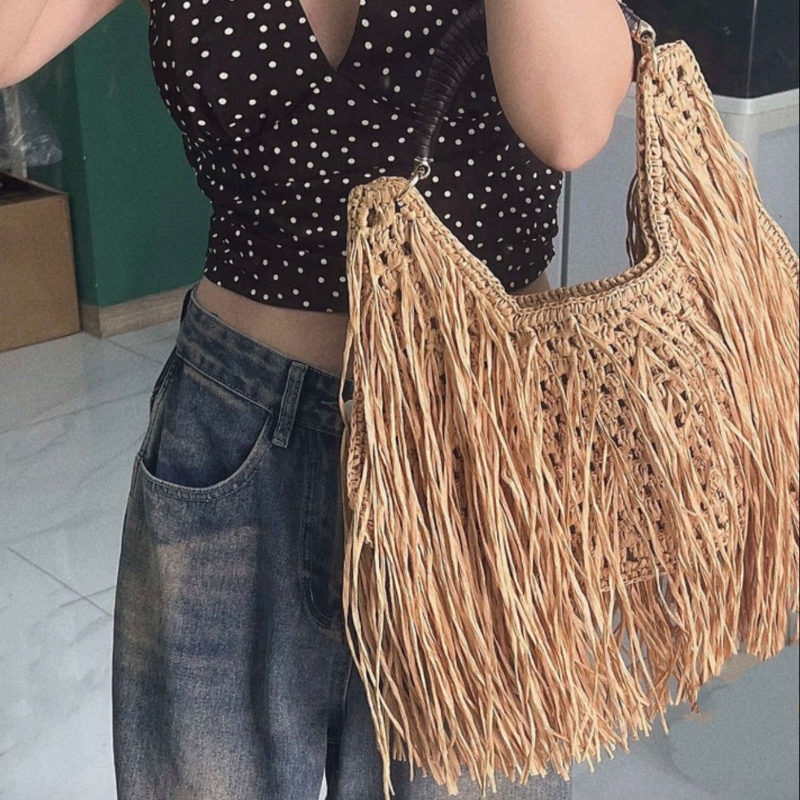 Bohemian Tassel Straw Handbag  - Ethnic Fashion Designer reseña y precio