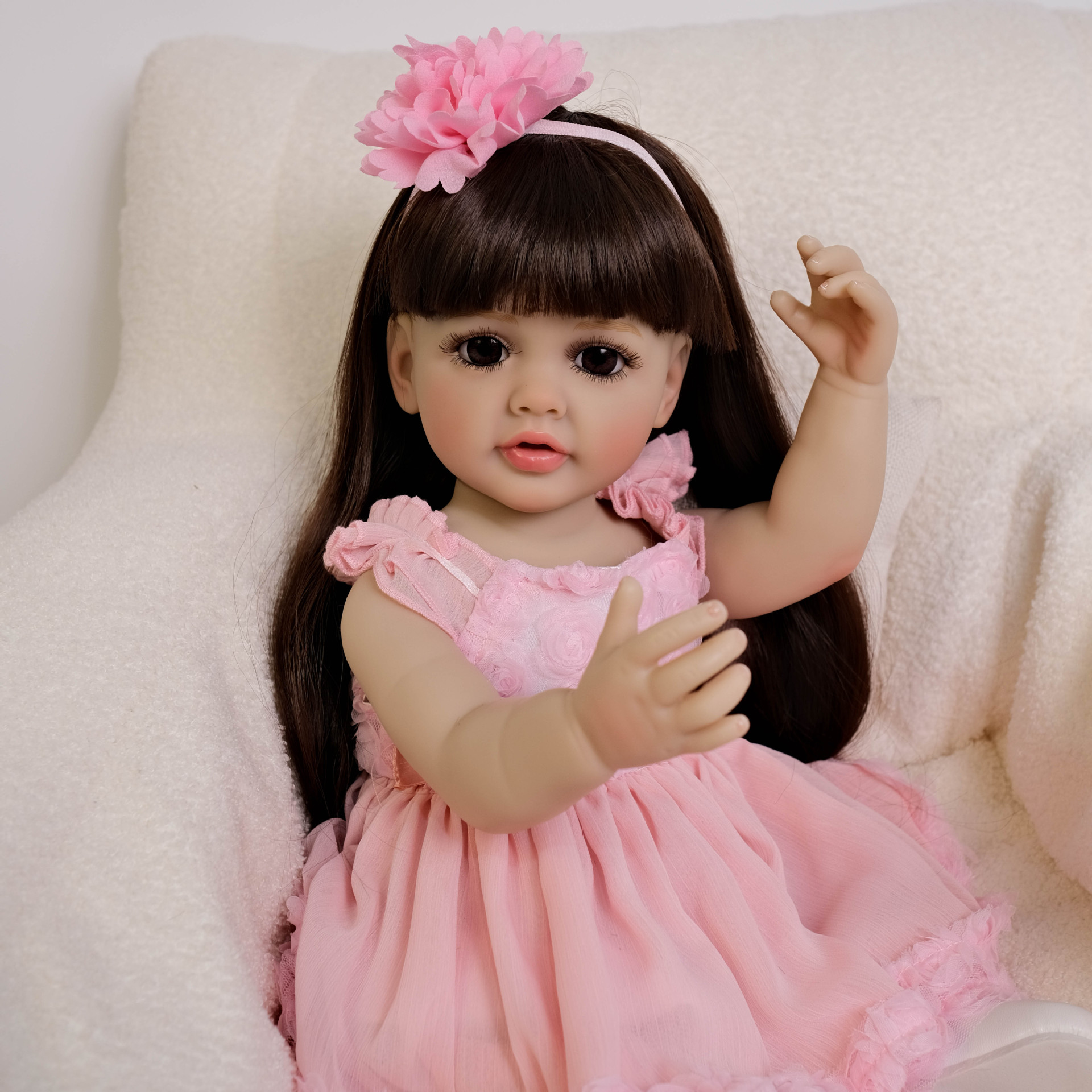 Cute 55 cm Long Hair Pink Girl - Kids Ethnic Fashion reseña y precio