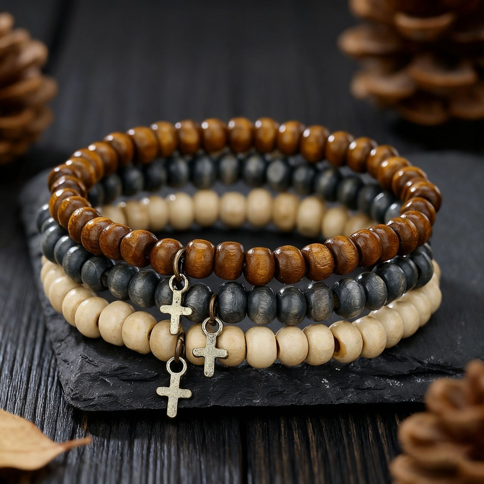 Wood Beaded Bracelet for Men,  - Ethnic Wear Men'S Fashion reseña y precio