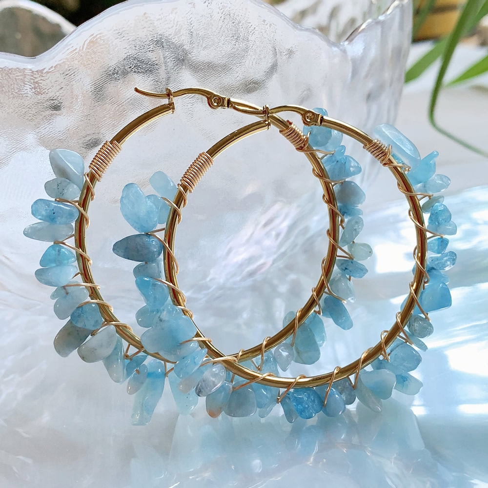 Natural Crystal Hoop Earring I - Aura Ethnic Fashion reseña y precio