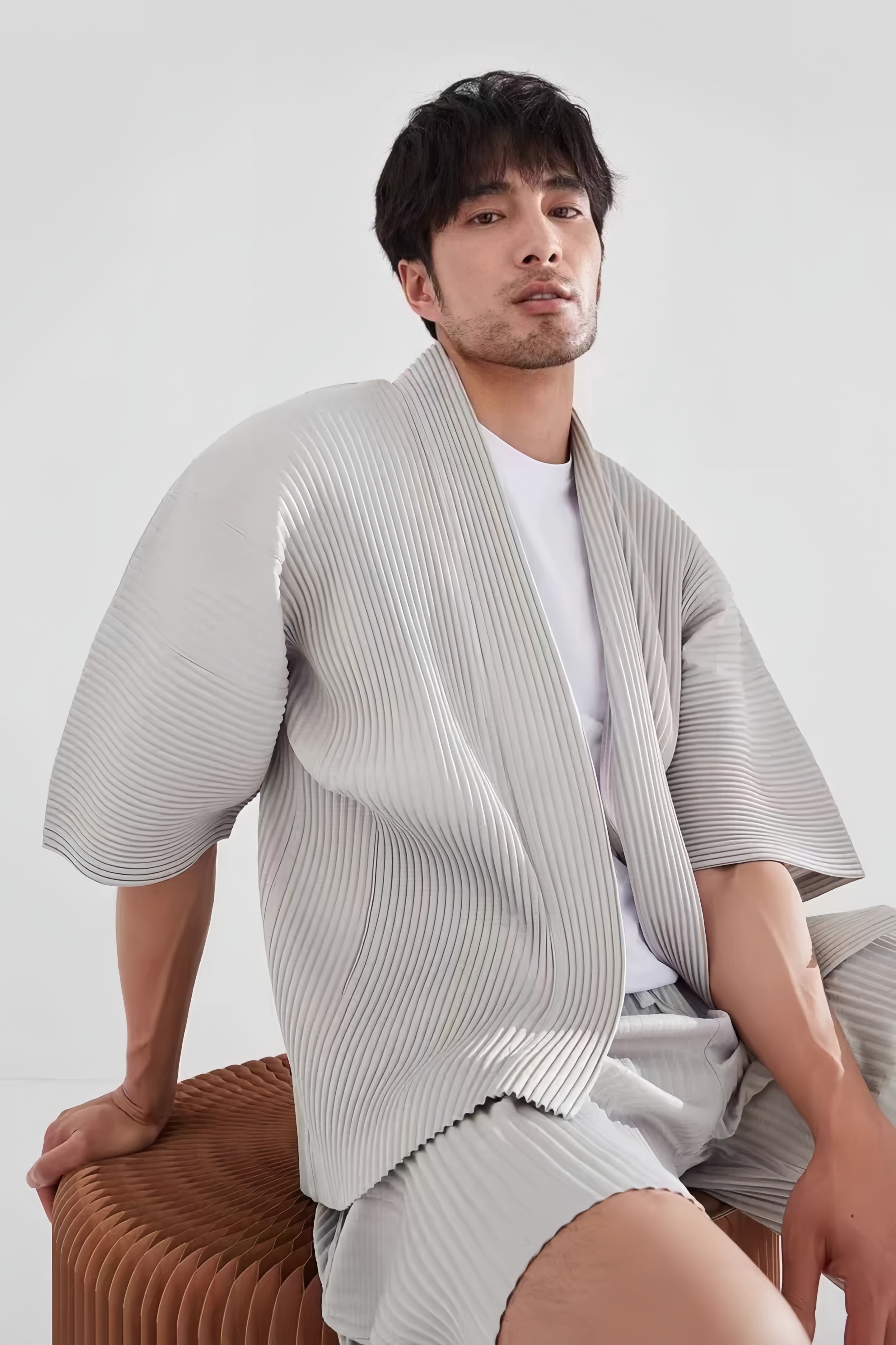Miyake Pleated Kimono Jacket M - Haori Japanese Jacket reseña y precio