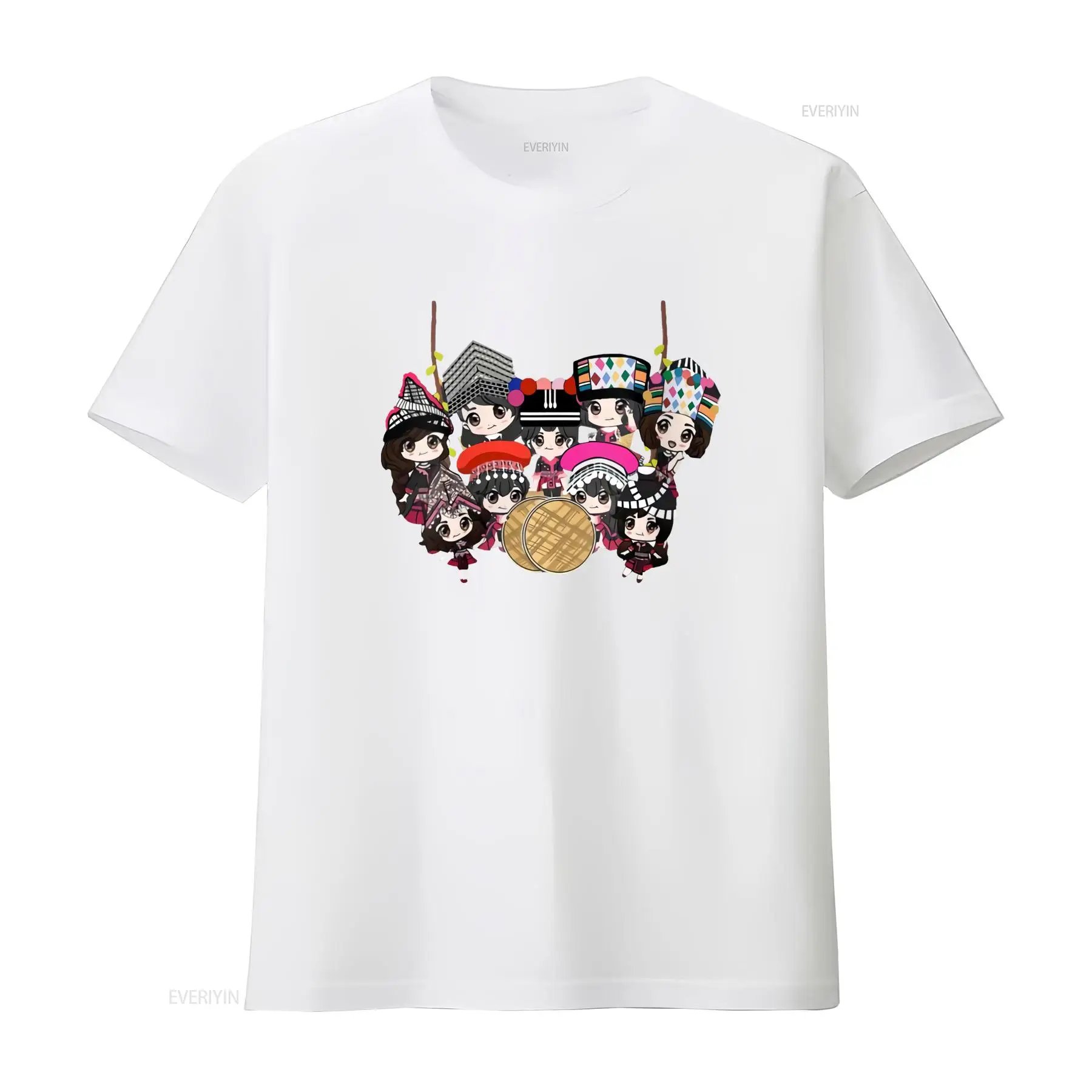 9 Hmong Girls Cartoon Print T  - Ethnic Wear Men'S Fashion reseña y precio