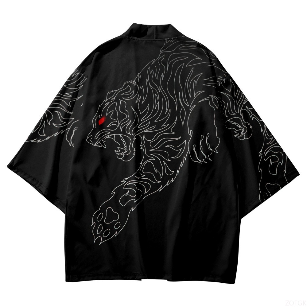 Black Kimono Open Collar Men's - Haori Japanese Jacket reseña y precio