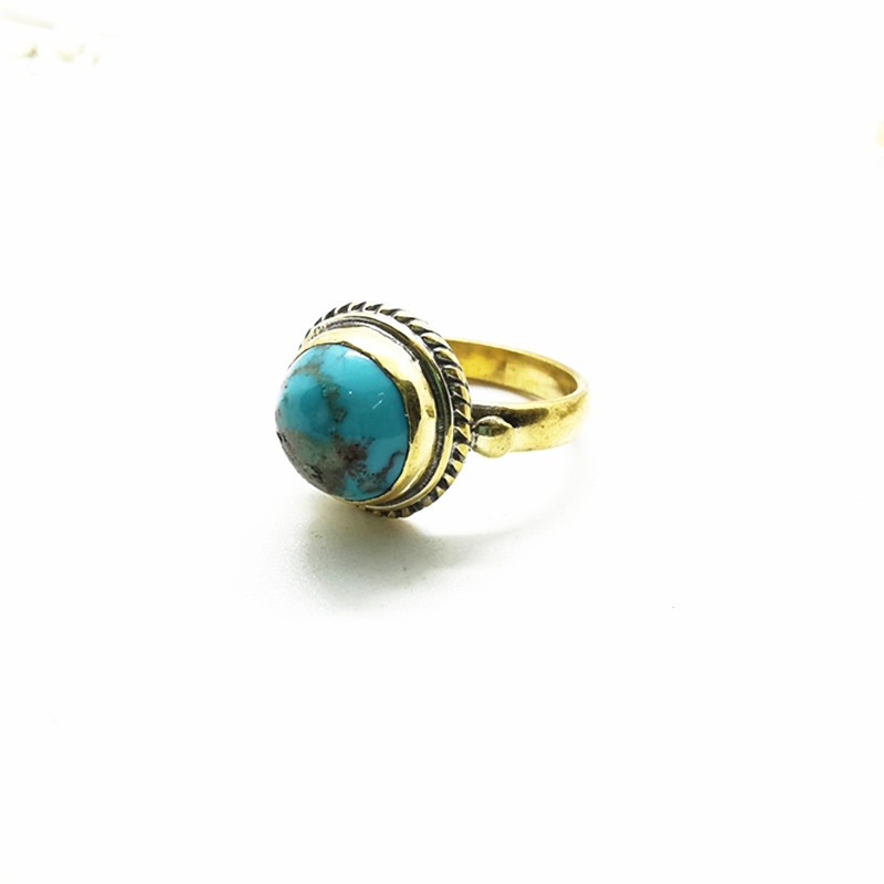 Natural Stone Rings Brass Inla - Ethnic Fashion Com reseña y precio