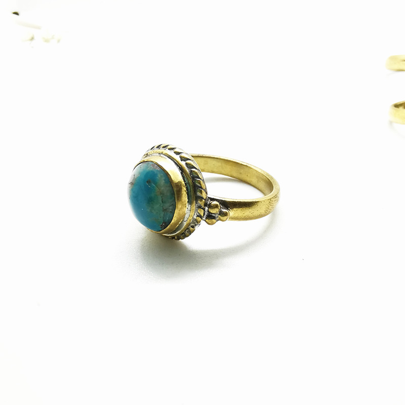 Natural Stone Rings Brass Inla - Ethnic Fashion Com reseña y precio