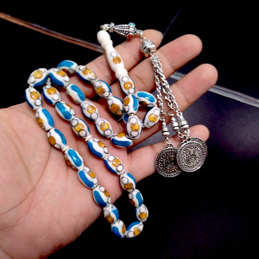 Camel bone Tasbih with Blue li - Ethnic Fashion Online reseña y precio