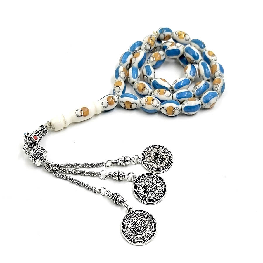 Camel bone Tasbih with Blue li - Ethnic Fashion Online reseña y precio