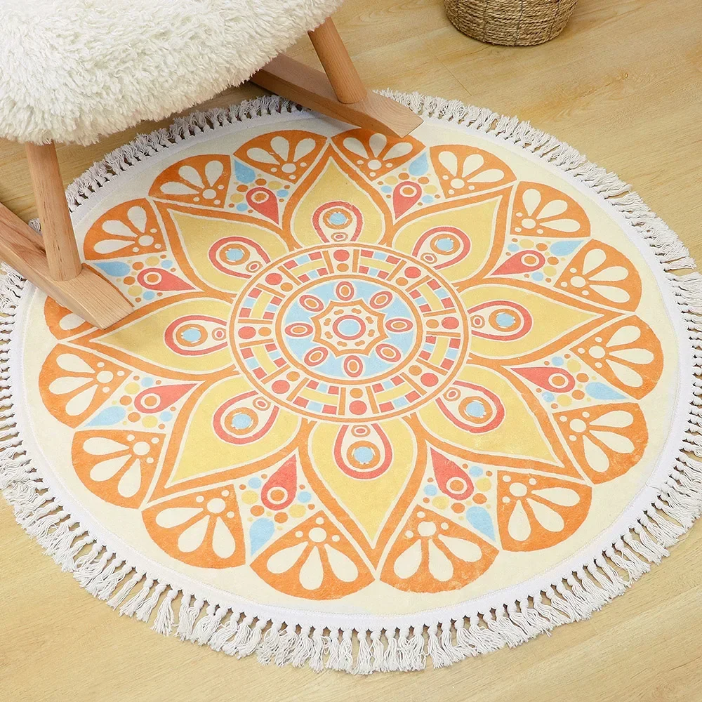 Round Rug Bedroom Tassel Carpe - Ethnic Fashion Online reseña y precio
