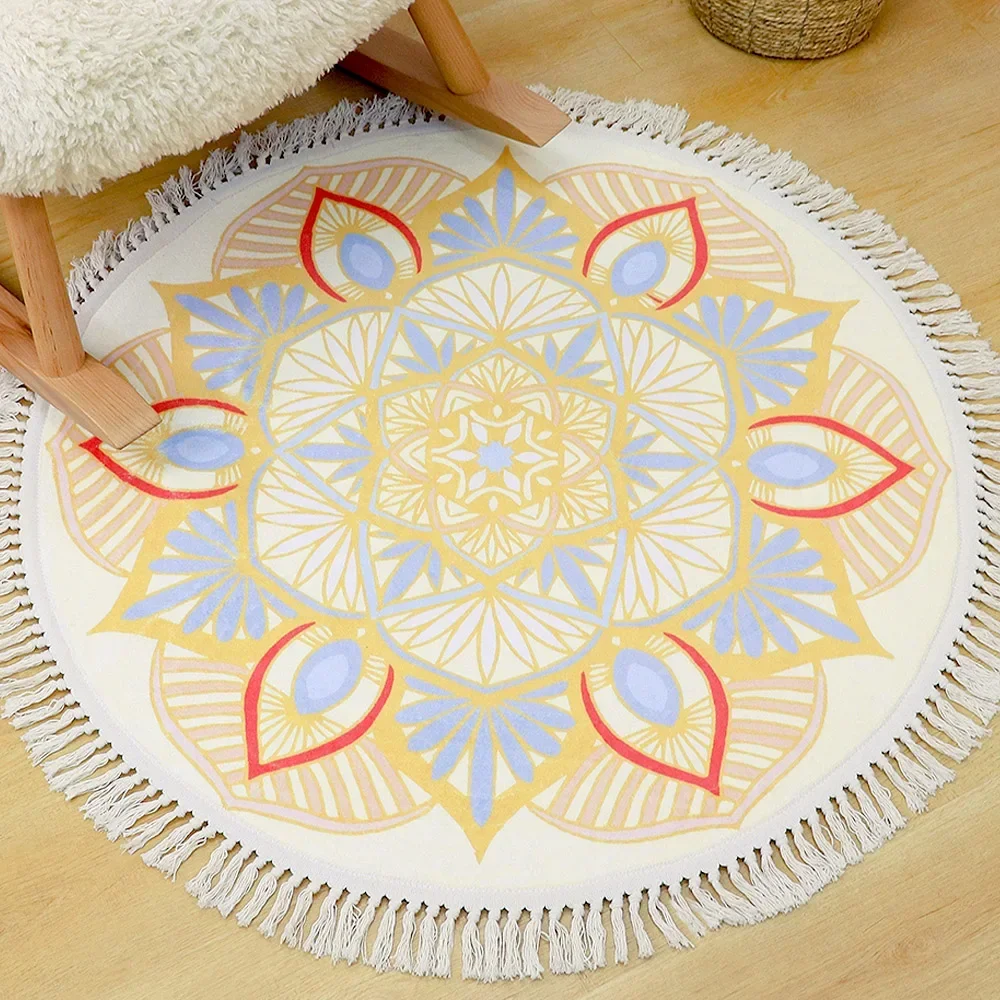 Round Rug Bedroom Tassel Carpe - Ethnic Fashion Online reseña y precio