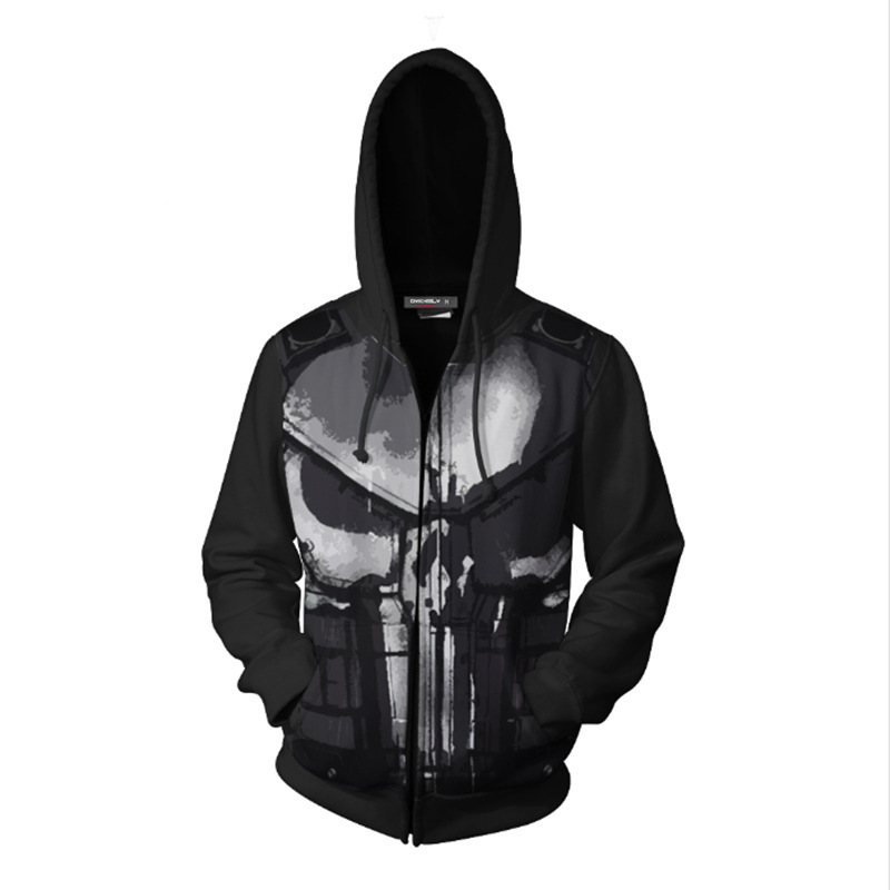 3D Printed Punisher Zip-up Hoo - Haori Japanese Jacket reseña y precio