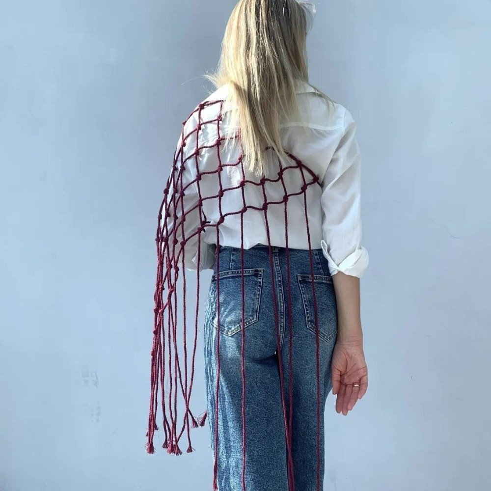 Bohemian Netted Fringe Scarf S - Ethnic Fashion Designer reseña y precio