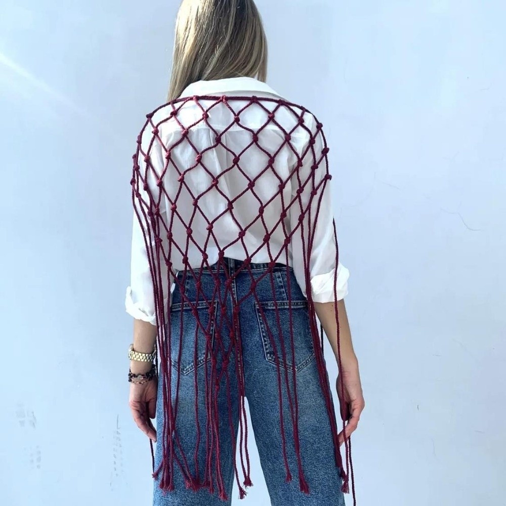 Bohemian Netted Fringe Scarf S - Ethnic Fashion Designer reseña y precio