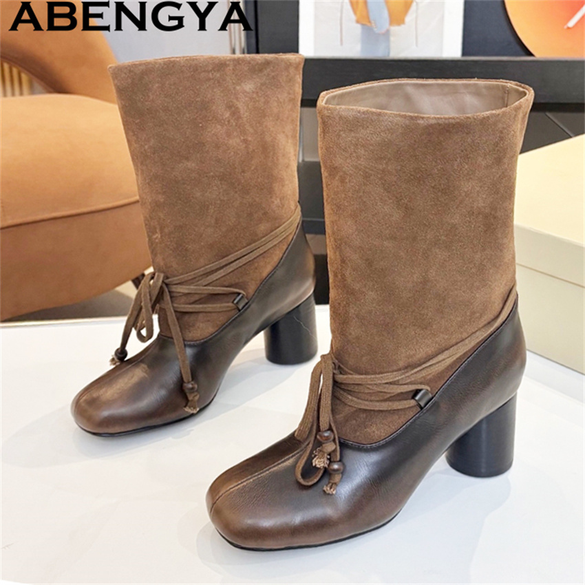 ABENGYA Chunky Heel Mid Calf B - Ethnic Fashion Week reseña y precio