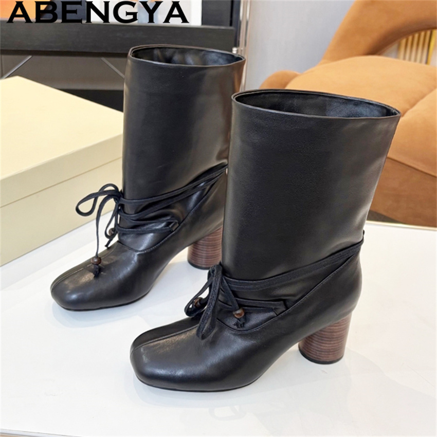 ABENGYA Chunky Heel Mid Calf B - Ethnic Fashion Week reseña y precio