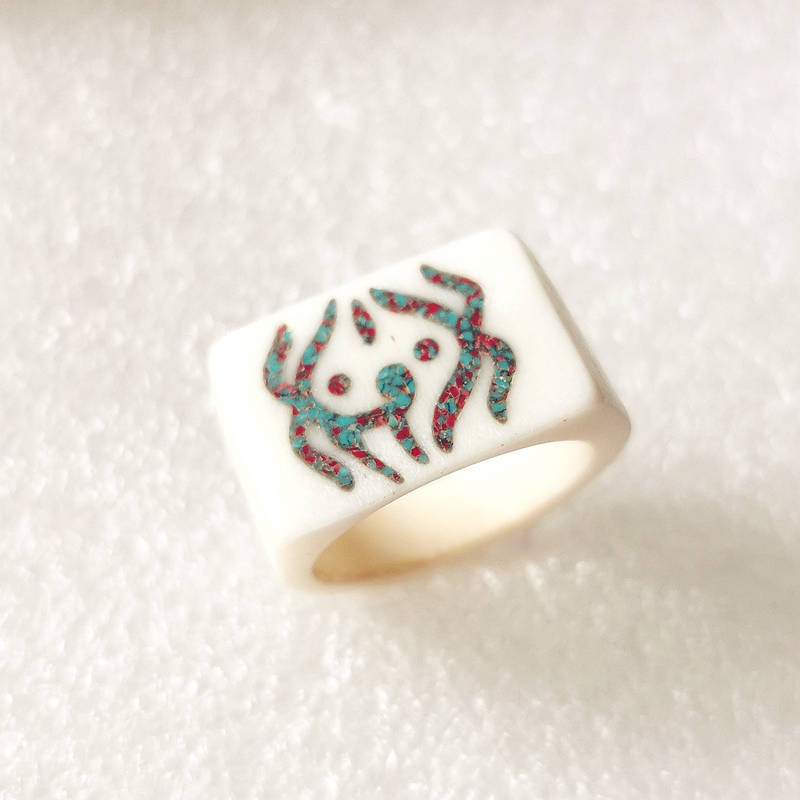 Tibetan Amulet Symbols Ring fo - Ethnic Fashion Com reseña y precio