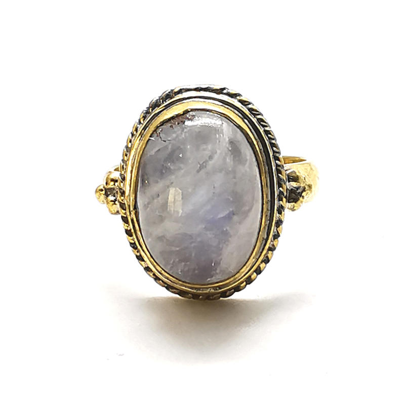 Natural Stone Rings Brass Inla - Ethnic Fashion Com reseña y precio
