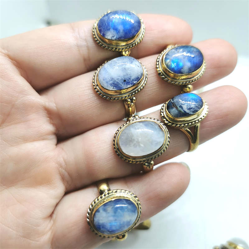 Natural Stone Rings Brass Inla - Ethnic Fashion Com reseña y precio
