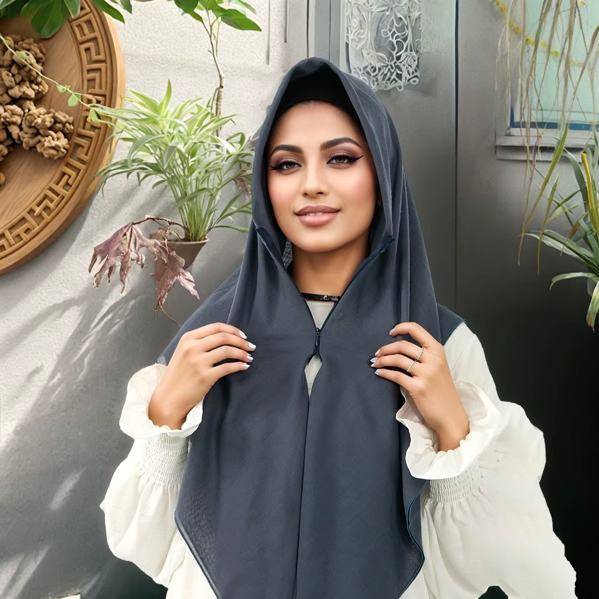 Zipper Design Muslim Hijab Sol - Ethnic Fashion Designer reseña y precio