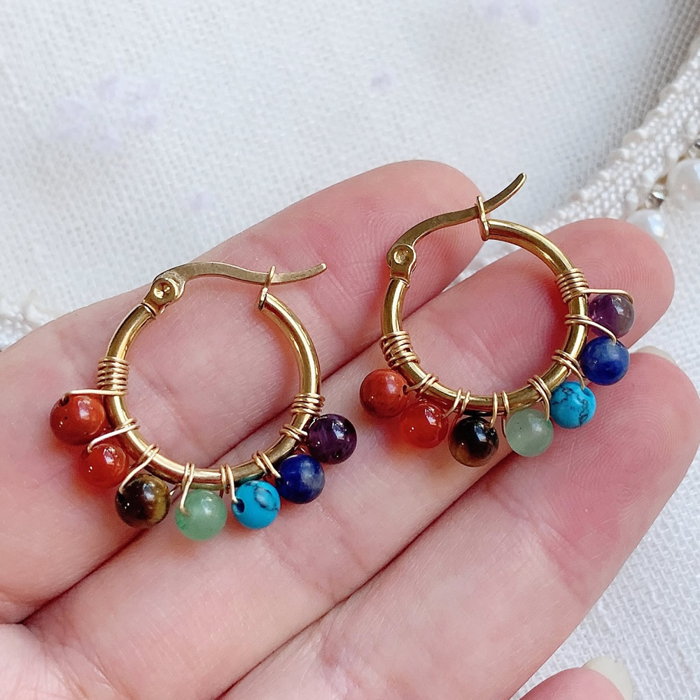 7 Chakras Natural Stone Earrin - Aura Ethnic Fashion reseña y precio