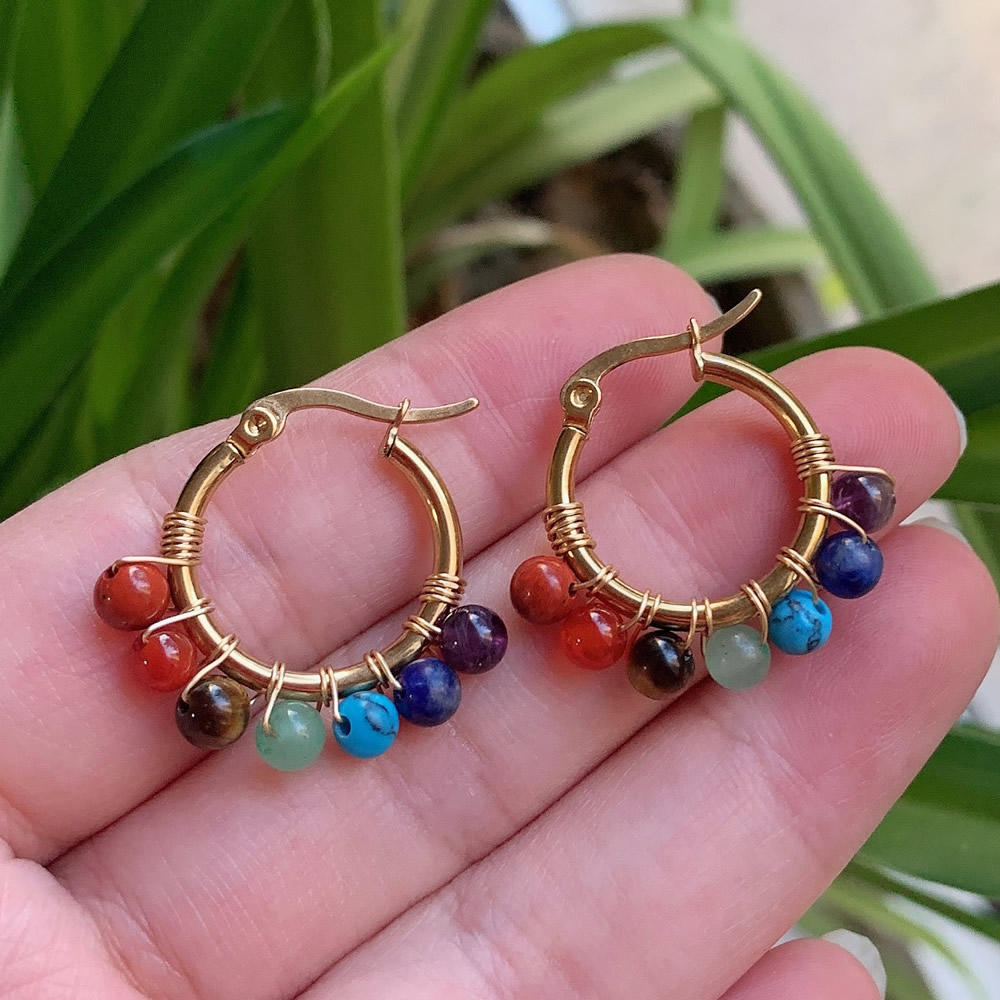 7 Chakras Natural Stone Earrin - Aura Ethnic Fashion reseña y precio